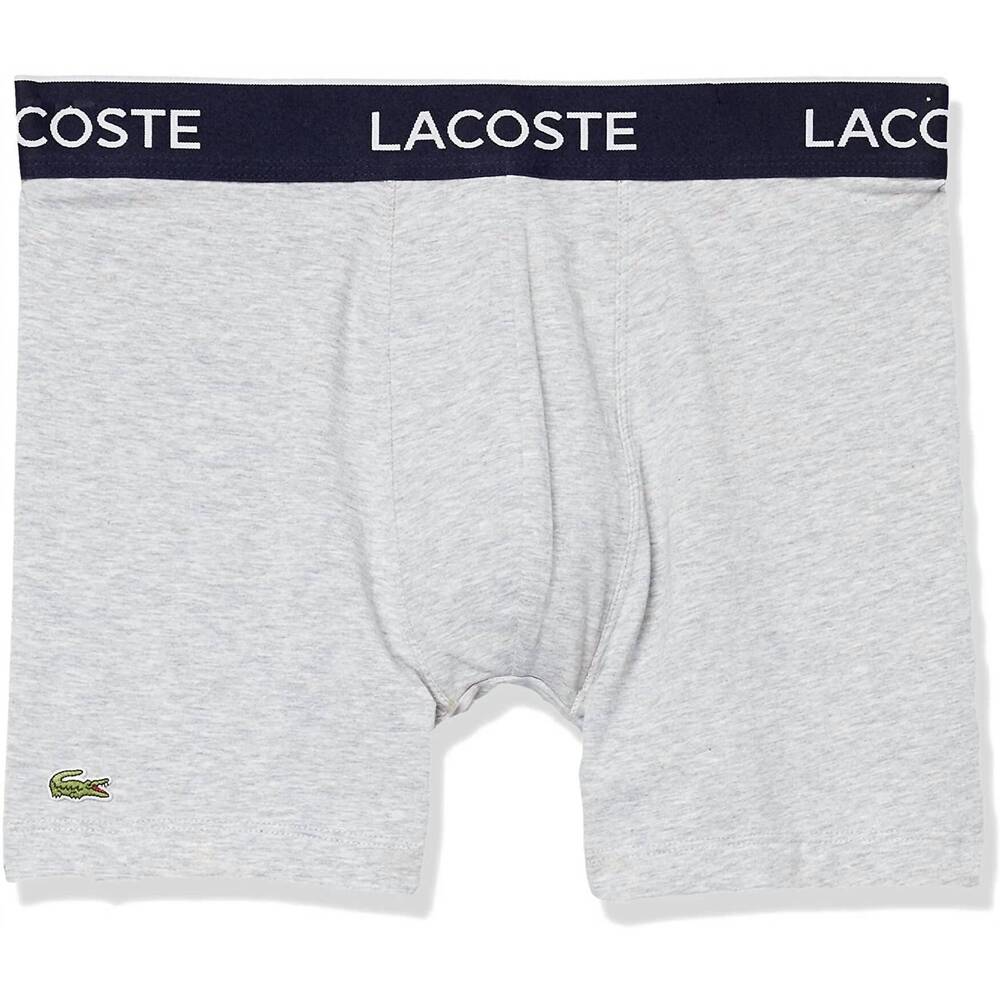 NEW LACOSTE men's classic cotton stretch boxer briefs - 3-pack in grey